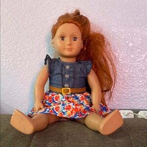 American Girl Blue and Red Doll with Denim Outfit